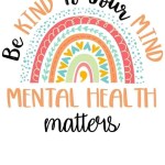 Be-Kind-To-Your-Mind rainbow with Mental Health Matters underneath